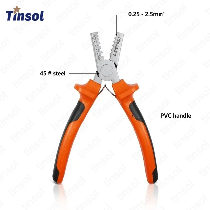 TINSOL Mini Ferrule Crimping Tool 0.25-2.5mm2 Wire End Sleeve Crimper Plier Cable Cord Tubular Terminal Kit