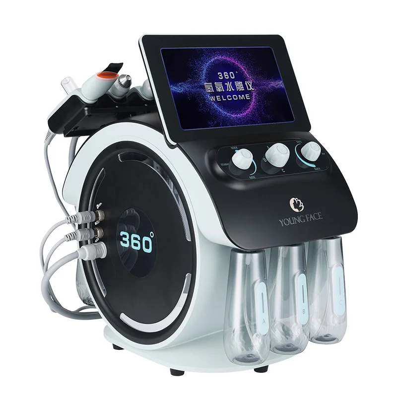 6 في 1 هيدرو جلدي تنظيف عميق إزالة الرؤوس السوداء H2o2 الأكسجين النفاثة أكوا قشر جهاز تجميل الوجه المياه