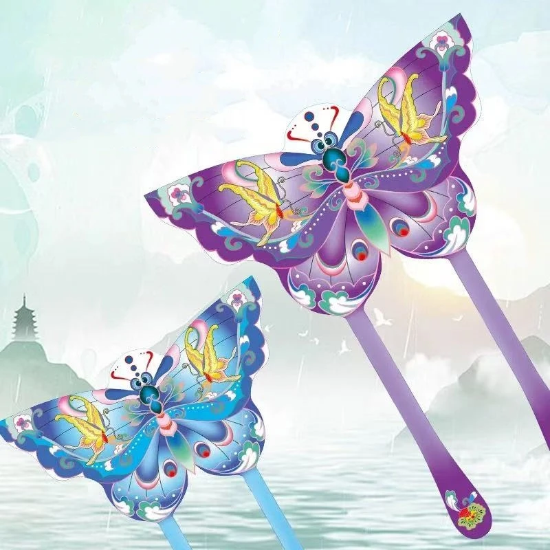 ผีเสื้อที่มีสีสัน kites บินของเล่นกลางแจ้งเกมกีฬาสัตว์ kite professional wind kites sting line dragon kites โรงงาน koi