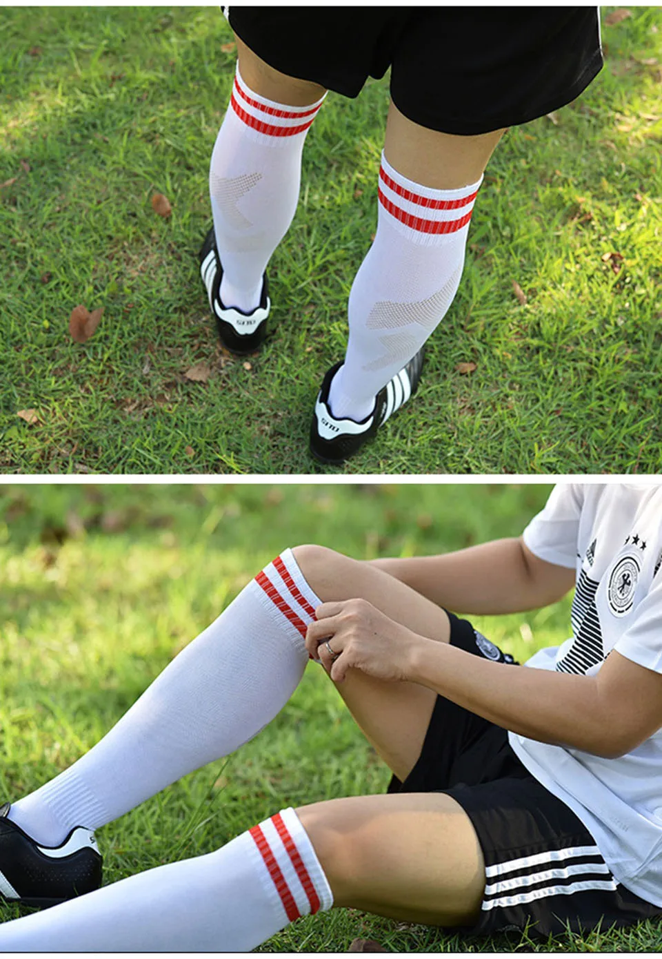 Loogdeel 1 Paar Fußballsocken, gestreift, kniehoch, Softball, Baseball, Mannschaftssportsocken, atmungsaktive Fußballsocken für Kinder und Erwachsene – Detail 17