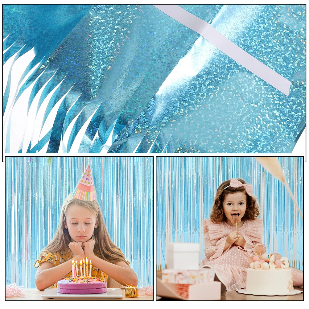 

2 Pcs Decorations Party Supply Tassel Curtains Door Streamers Tinsel Plastic Foil Fringe Backdrop