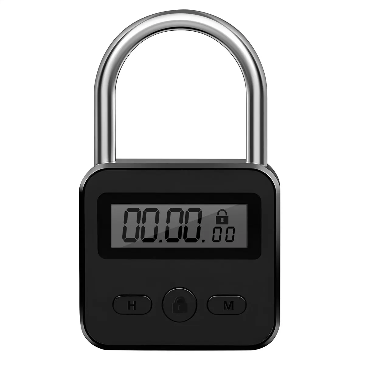 【STOCK】Metal Timer Lock LCD Display Multi-Function Electronic Time 99 Hours Max Timing USB Rechargeable Timer Padlock,Black