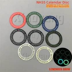 NH35 Luminous Watch Date Wheel Black White Green Blue Calendar Disc For NH34 NH35 Movements 3.0/3.8 Crown Modified Repair Tools