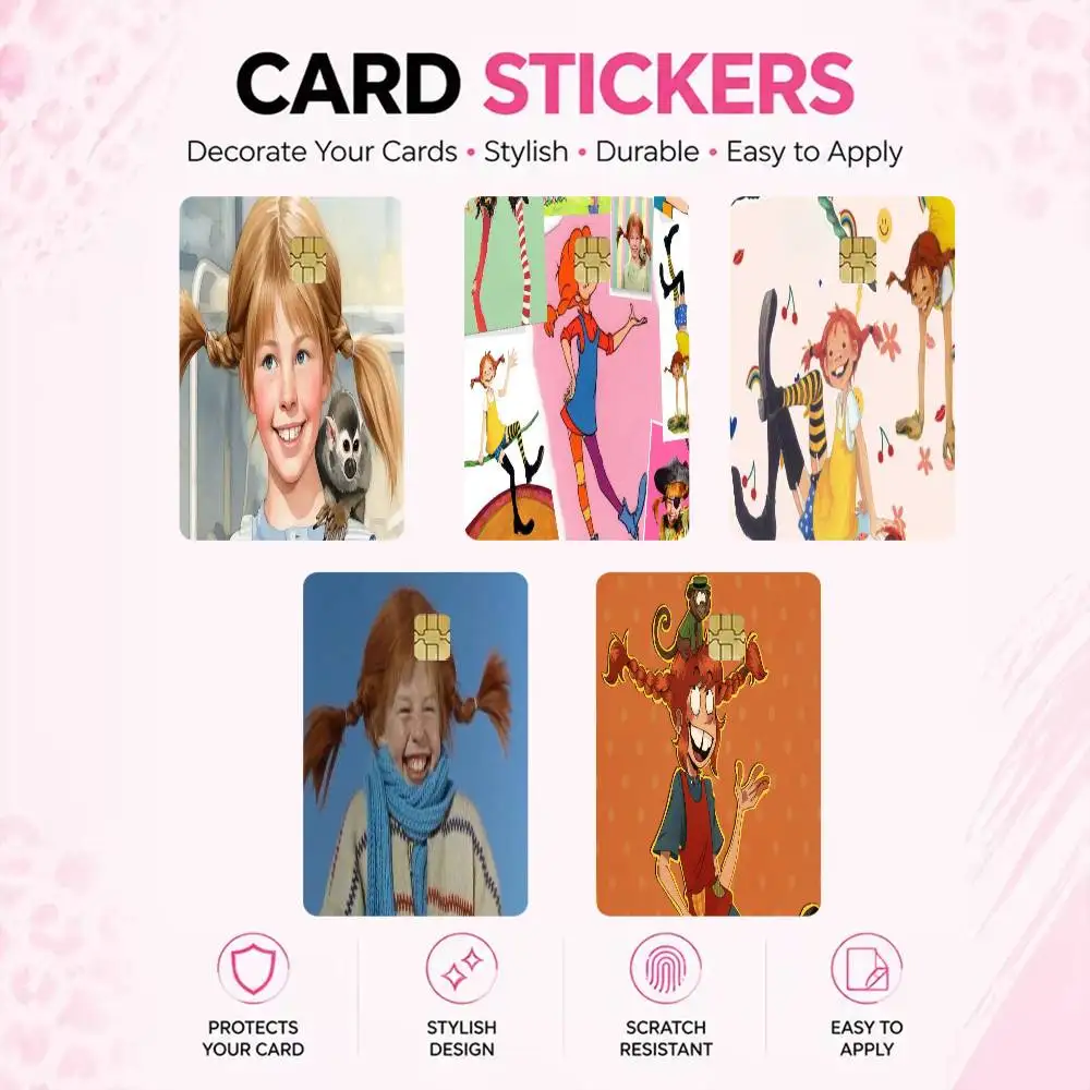 P-Pippi Longstocking  High‑Res Game Chip Decals Credit Card Mini Waterproof Vinyl Ornament Useful Gift