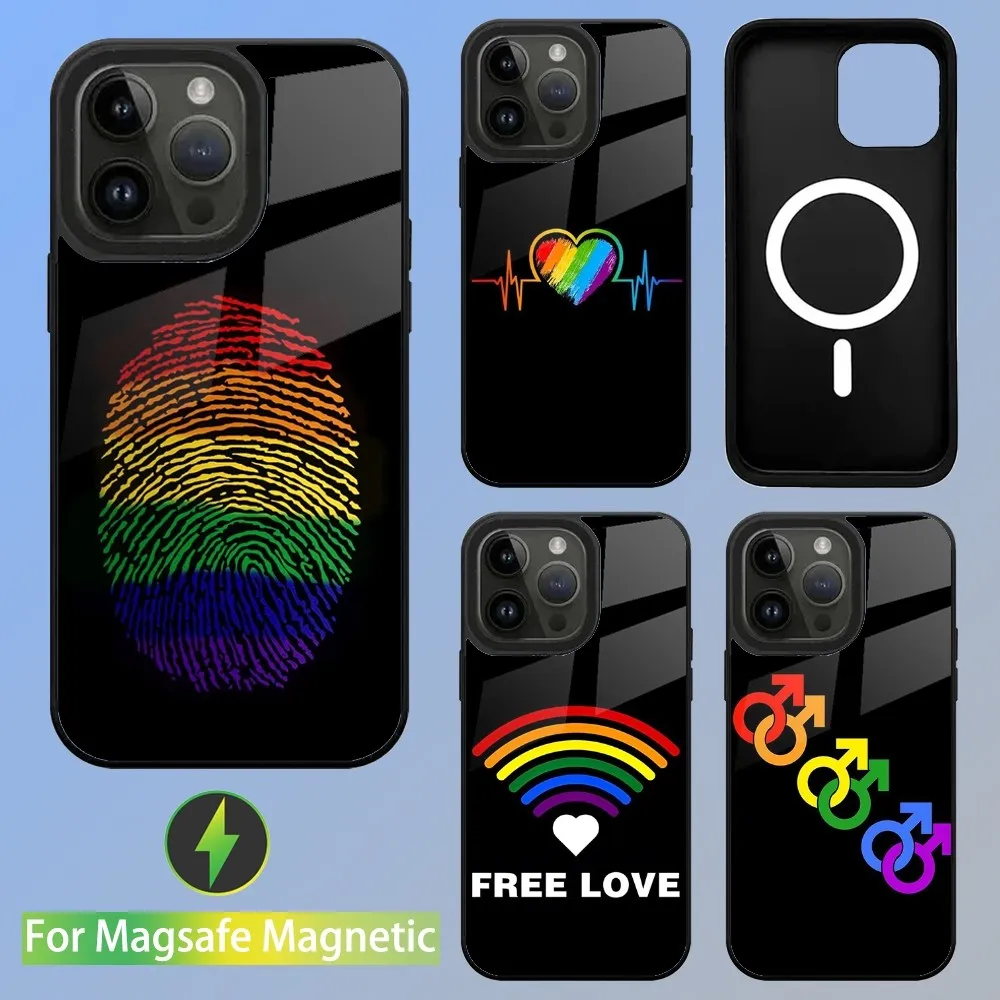 LGBT Rainbow Gay Lesbian Phone Case For iPhone 15,14,13,12,11,Plus,Pro,Max Mini Magsafe Magnetic Wireless Charging