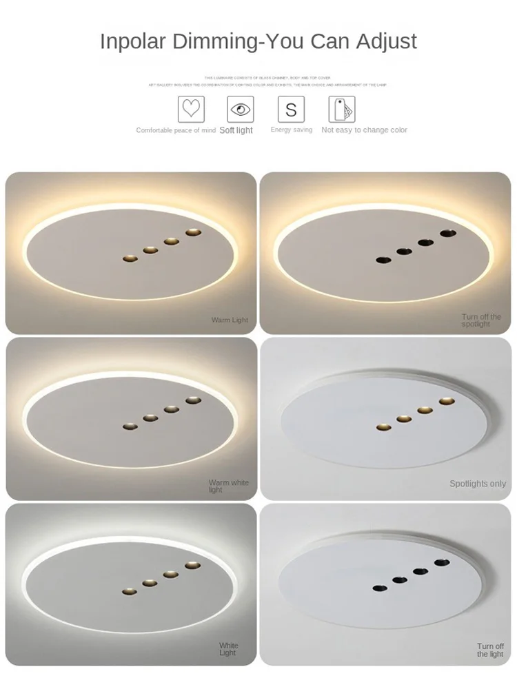 Imagem -04 - Nordic Rodada Dimming Led Lâmpada do Teto Sala de Estar Varanda Quarto Minimalismo Luzes com Holofotes