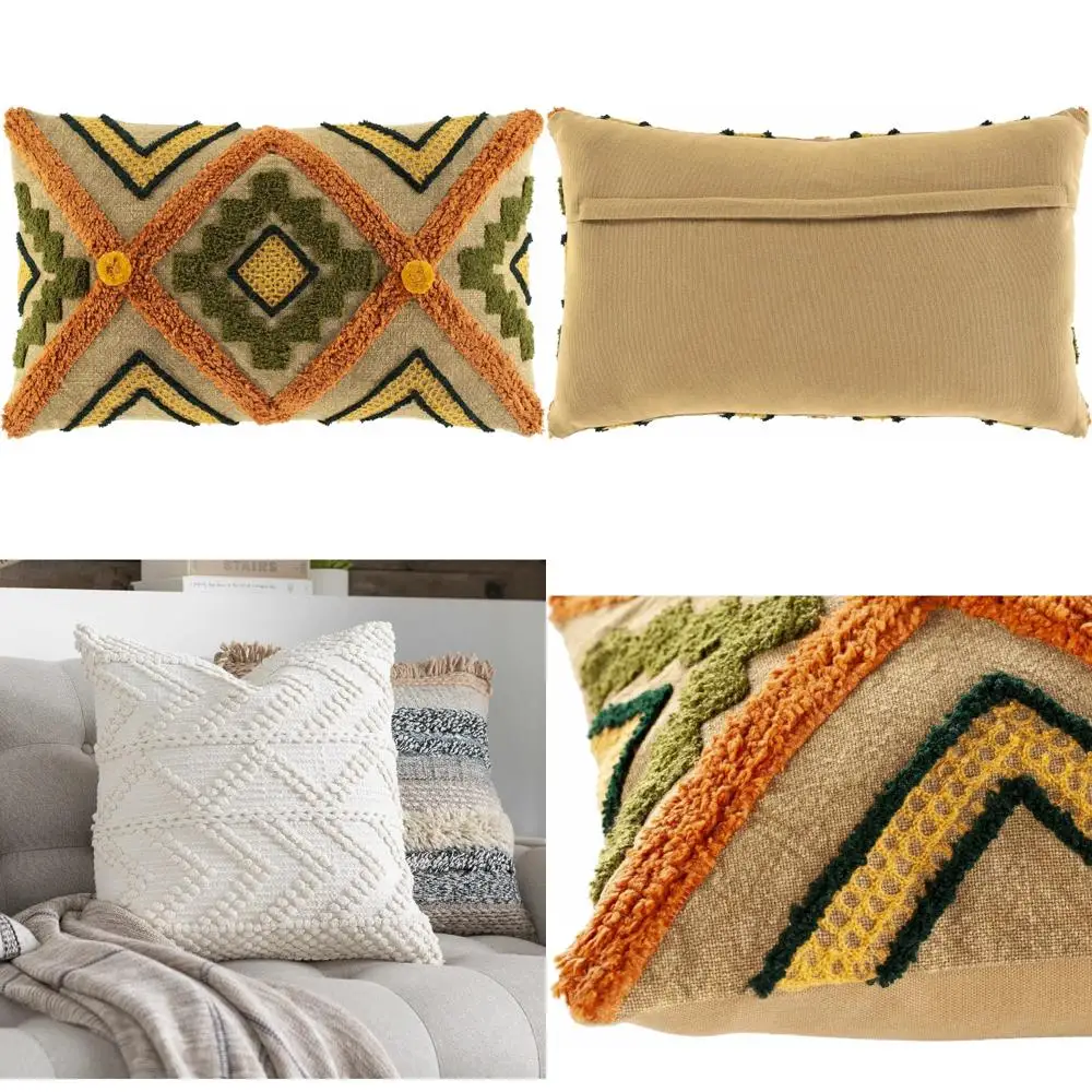 غطاء وسادة مزخرف من Hauteloom Skibbereen مع إدخال ريش أوزة سفلي - غطاء وسادة أريكة - برتقالي #1