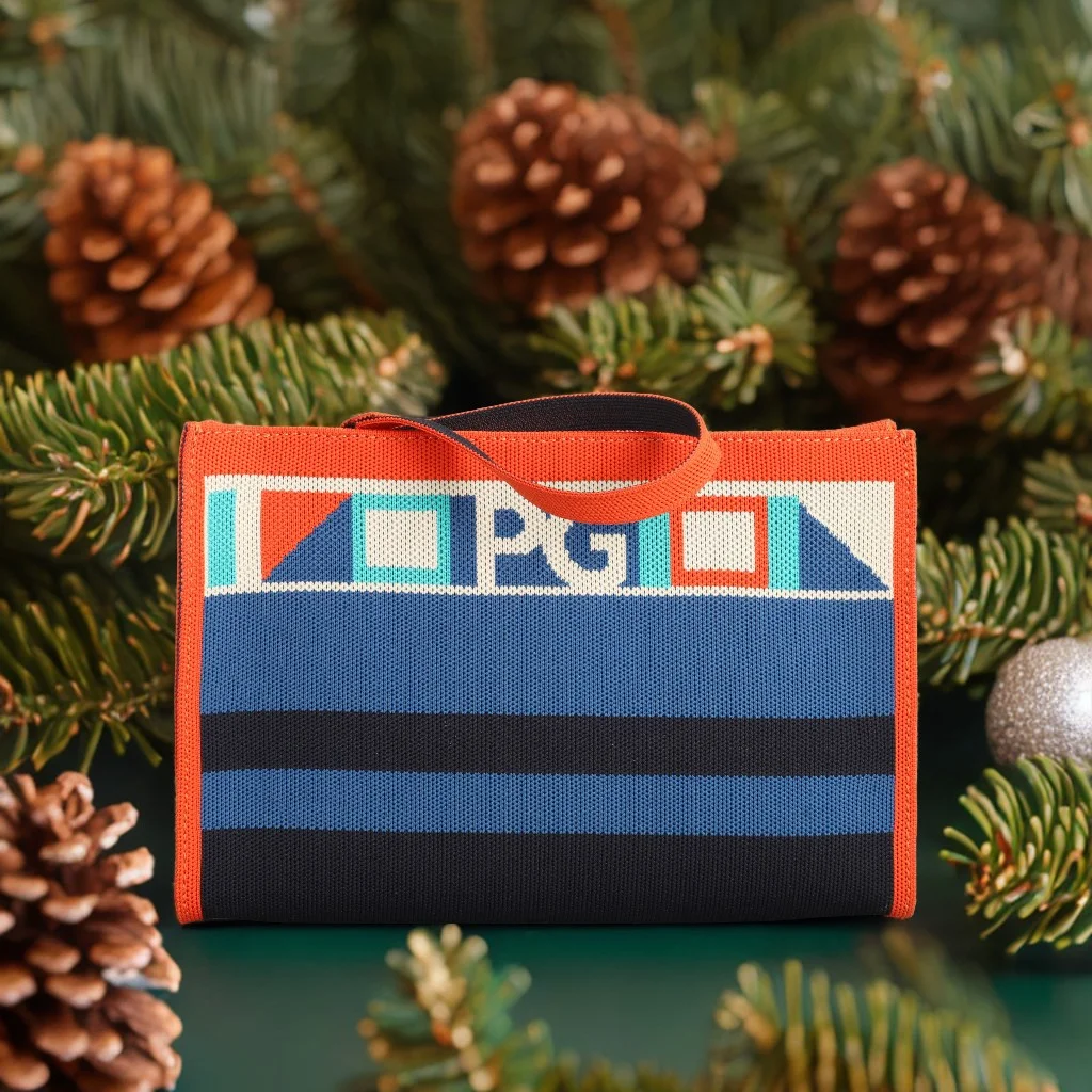 

PATSY PG GARIS Women's Simple Commuter Clutch Striped Pattern Wristlet Zipper Canvas Wallet Tote Bag