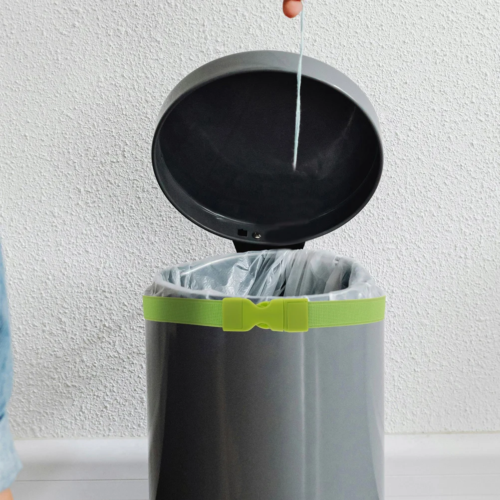 

5pcs Trash Bag Holder Elastic Band for Bin Fixing Light Green Fabric Garbage Container Fastener Adjustable Reusable Home