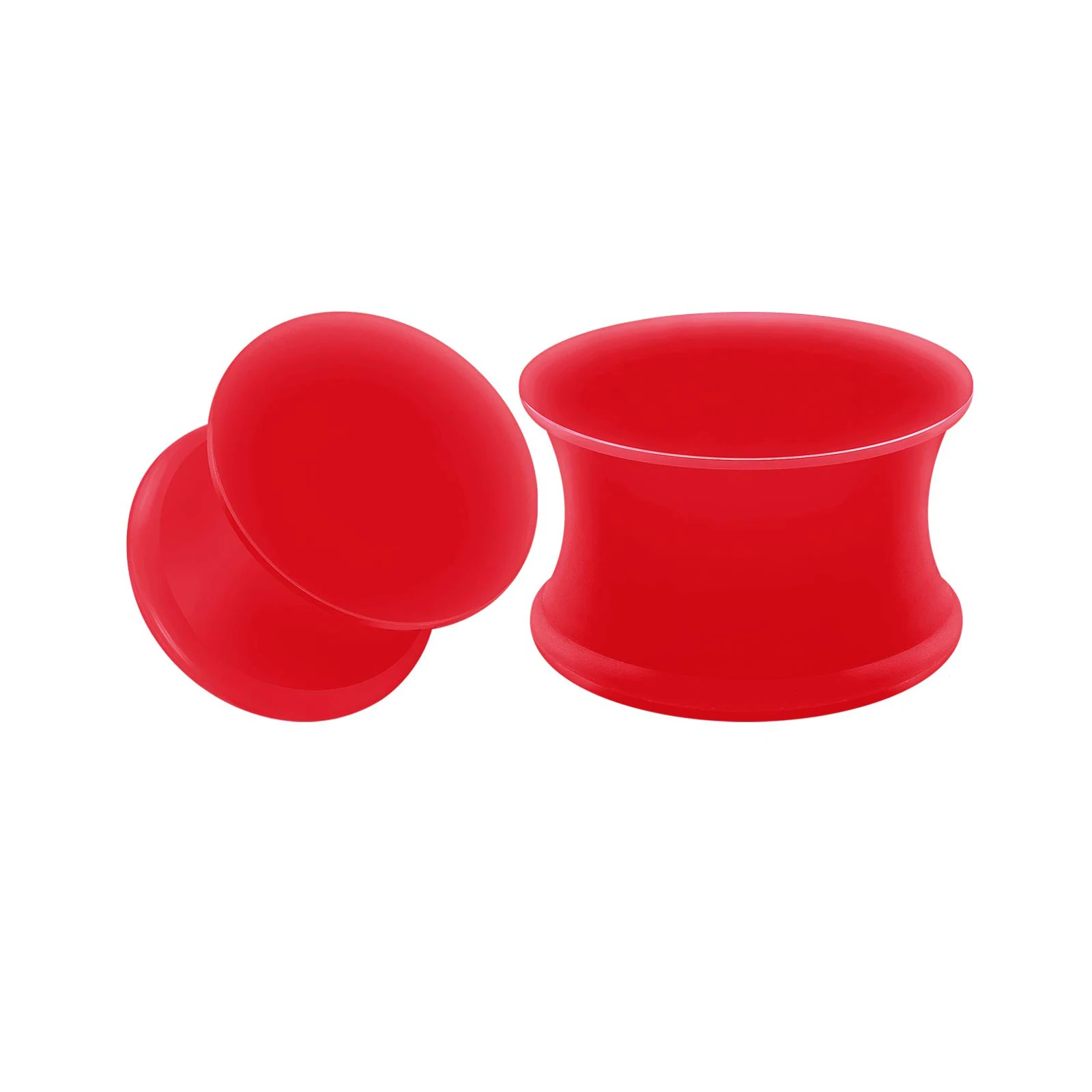 Red Silicone Double Flared Saddle Piercing Jewelry, 1 Pair