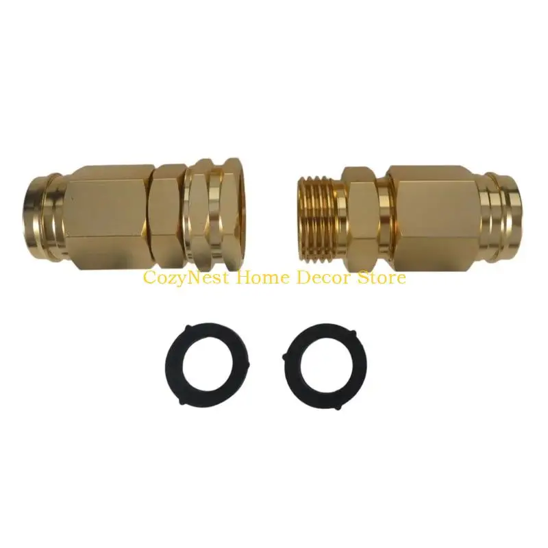 92MF Garden Hose Coupler Set for 5/8 Hose, 3/4 Thread Metal Hose Pair with 4 Pieces and 4 Washers for Watering and Outdoor