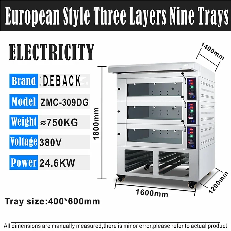 Industrial Stainless Steel Bread Making Bakery oven  6 9 12 15 Trays European Deck Oven For Restaurant Food Shop