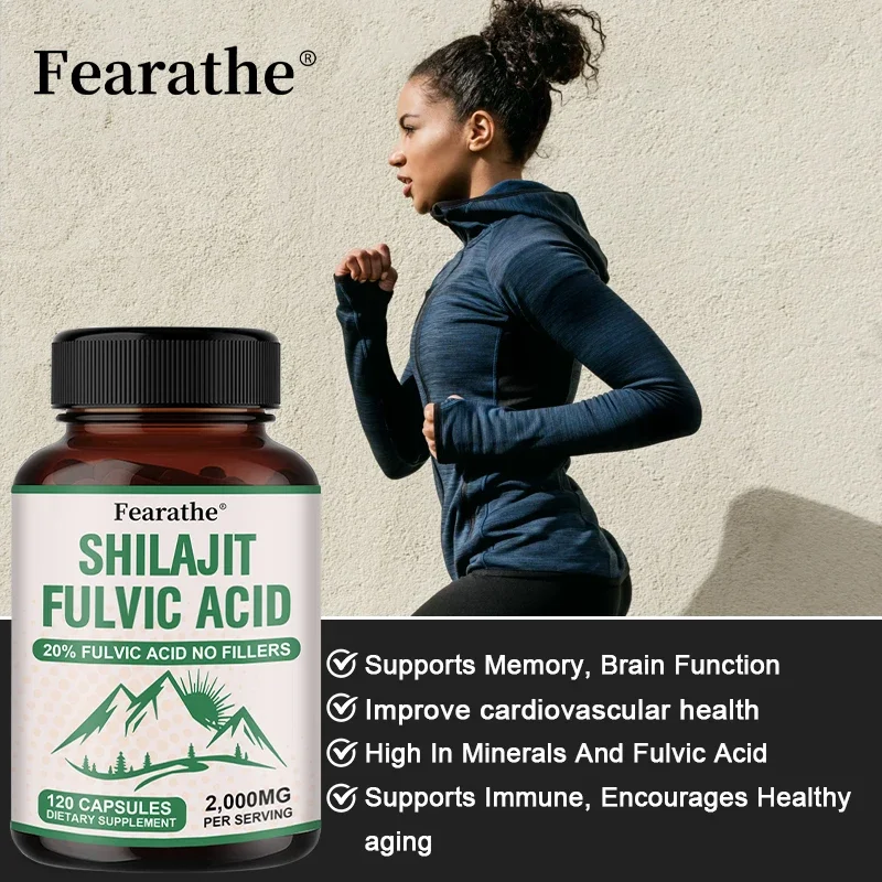 Pure Himalayan Shilajit Capsules - 20% Fulvic Acid Supplement for Memory, Brain Function, Immunity, Healthy Aging