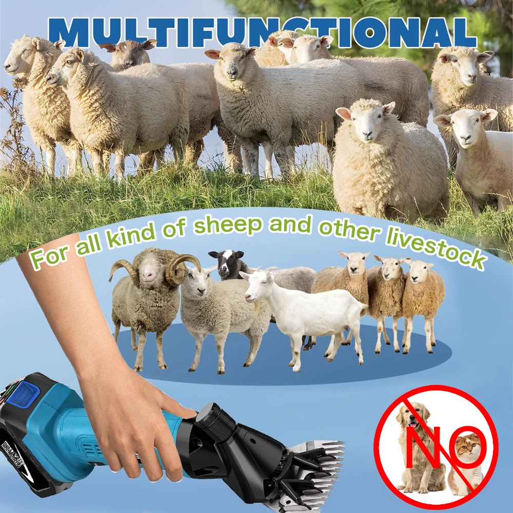 ONEKFYFD 6 Speed Electric Sheep Shears 13 Teeth Electric Scissor Cordless Wool Shears Sheep Shearing for Makita 18V Battery