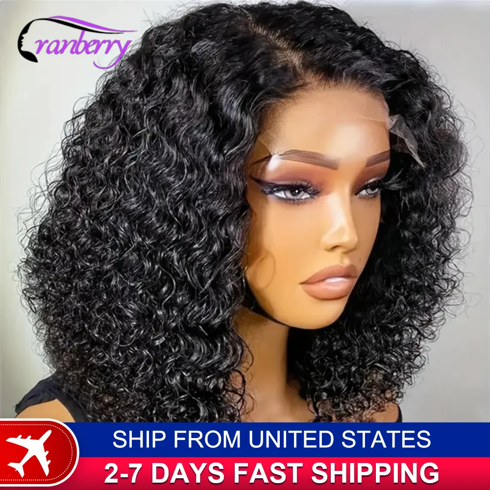 200% Density HD Transparent Water Wave Short Curly Bob Wig 13x4 Lace Frotal Wig Cranberry 4x4 Closure Wig Human Hair Lace Wigs