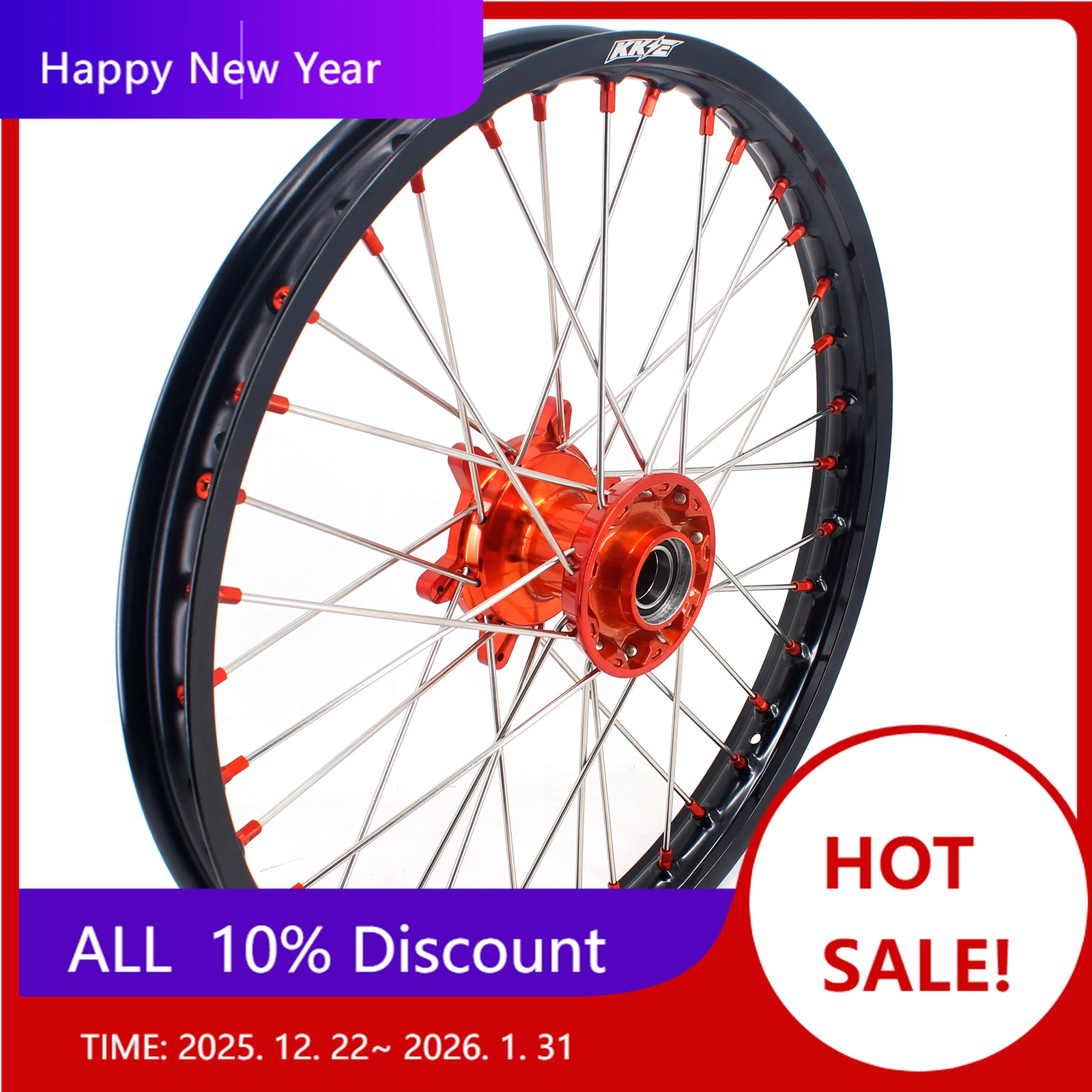 

【2025】 Комплект литых колес для мотоцикла MX Enduro, подходит для KTM EXC SX XCF 250 300 450 525 2003-2024, соски из оранжевого сплава