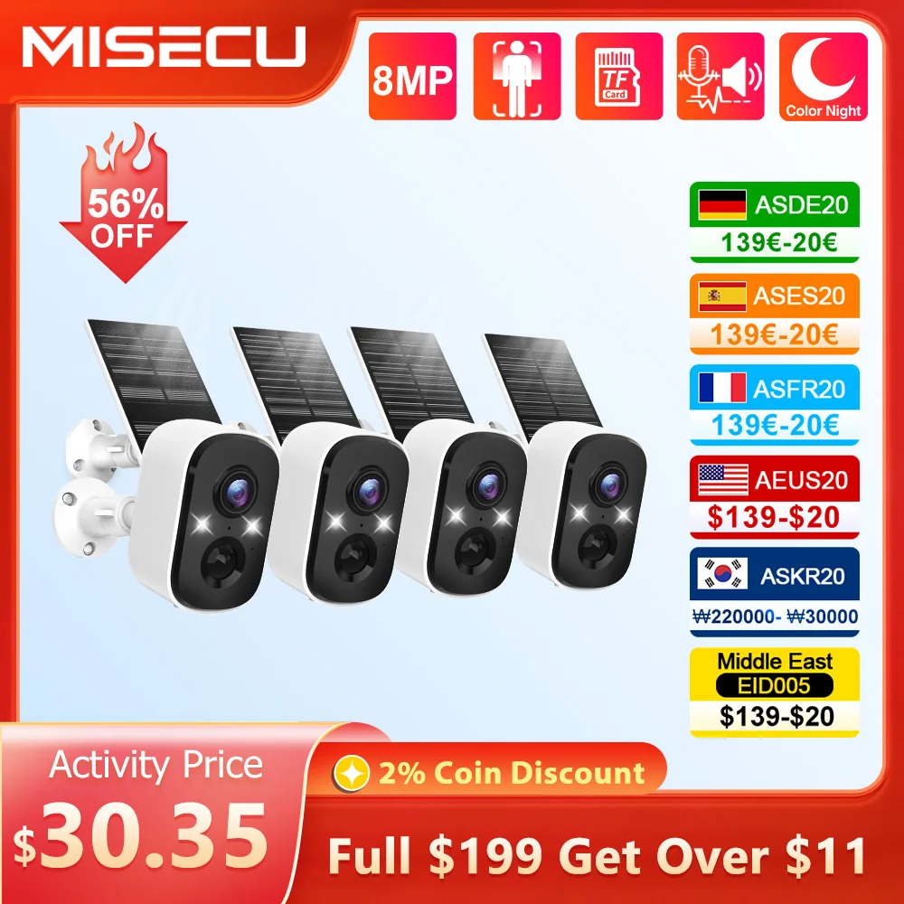 MISECU Tuya 3MP WIFI Beveiliging Batterijcamera + Zonnepaneel Kleur Nacht Buiten Menselijk detecteren Surveillance IP-camera Tweewegaudio