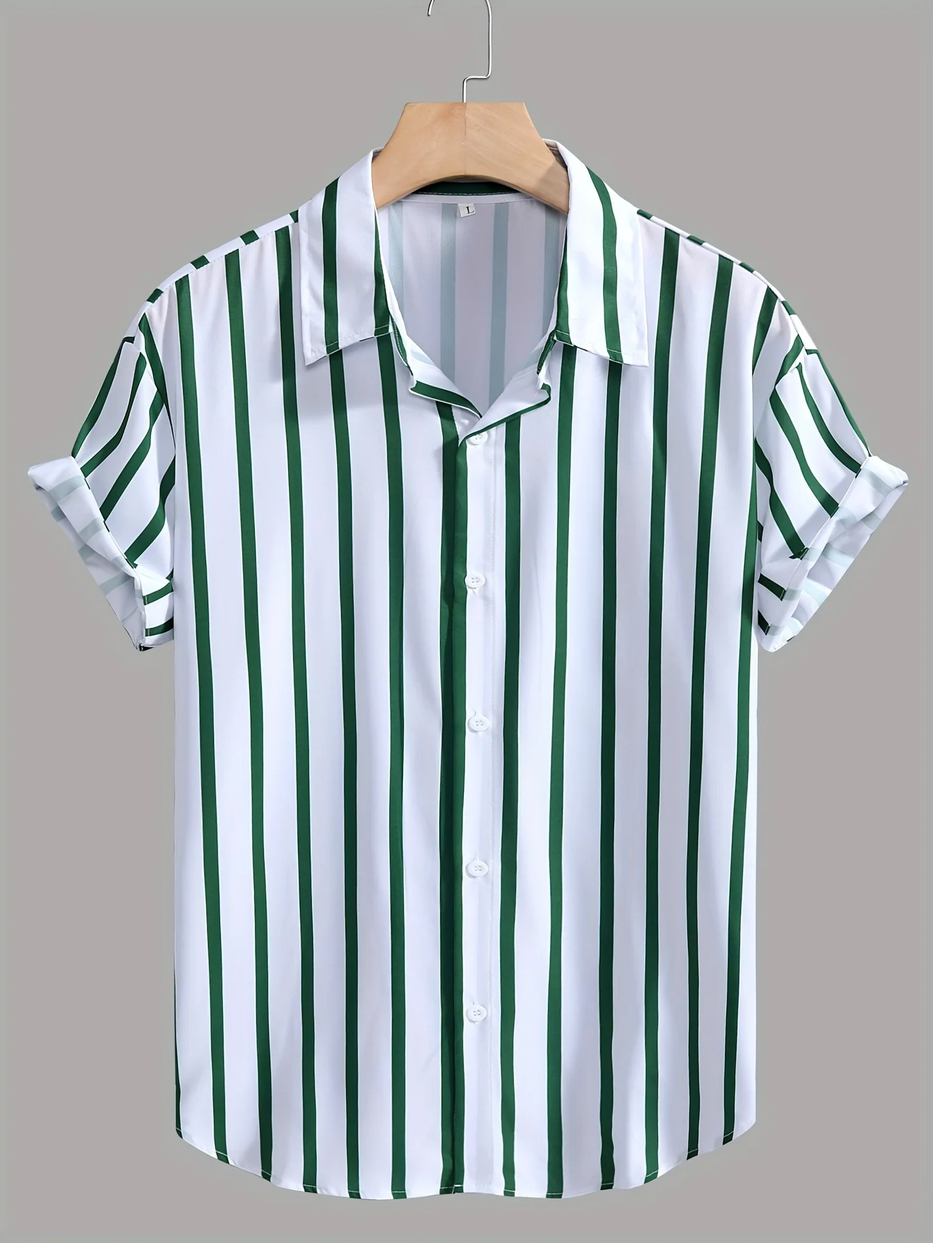 Holiday style striped men's short sleeve lapel shirt for summer outdoors