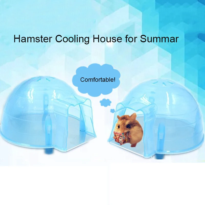 Summer Cool Hamster Squirrel Arch Cooling Down Plastic House Small Pet Cage Bed Play Toy Blue Pink Color Great