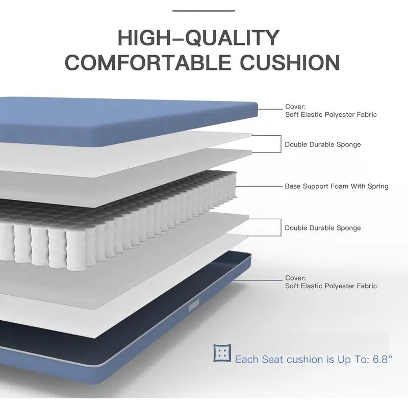 طقم طعام خارجي مكون من 7 قطع، طاولة معدنية مع كراسي دوارة وتناول الطعام، وسائد كحلي قابلة للإزالة للحديقة والحديقة والساحة