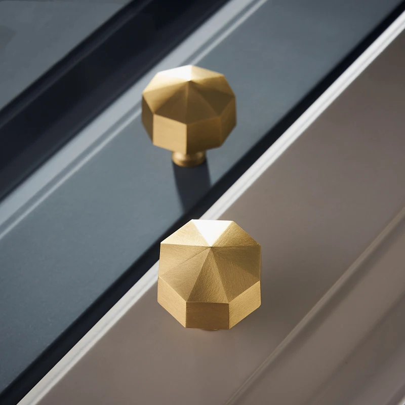Brass Furniture Handles Nordic Simple American Octagon Pulls Cupboard Wardrobe Dresser Shoe Box Drawer Cabinet