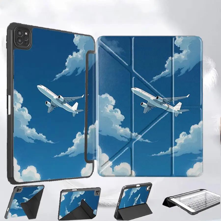 

Чехол для планшета iPad Air 4 5 M3 M2 M4 11 дюймов, Mini 6 7, Pro 11-го, 10-го, 9-го, 8-го, 7-го поколений, 12.9 дюймов Pro 2025, с подставкой, цвет Deep Blue Cloud