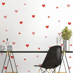 Red Big Small Heart Shape Wall Stickers for Living Room Bedroom Kids Room Nursery Room Wall Decals Home Decoration Stickers