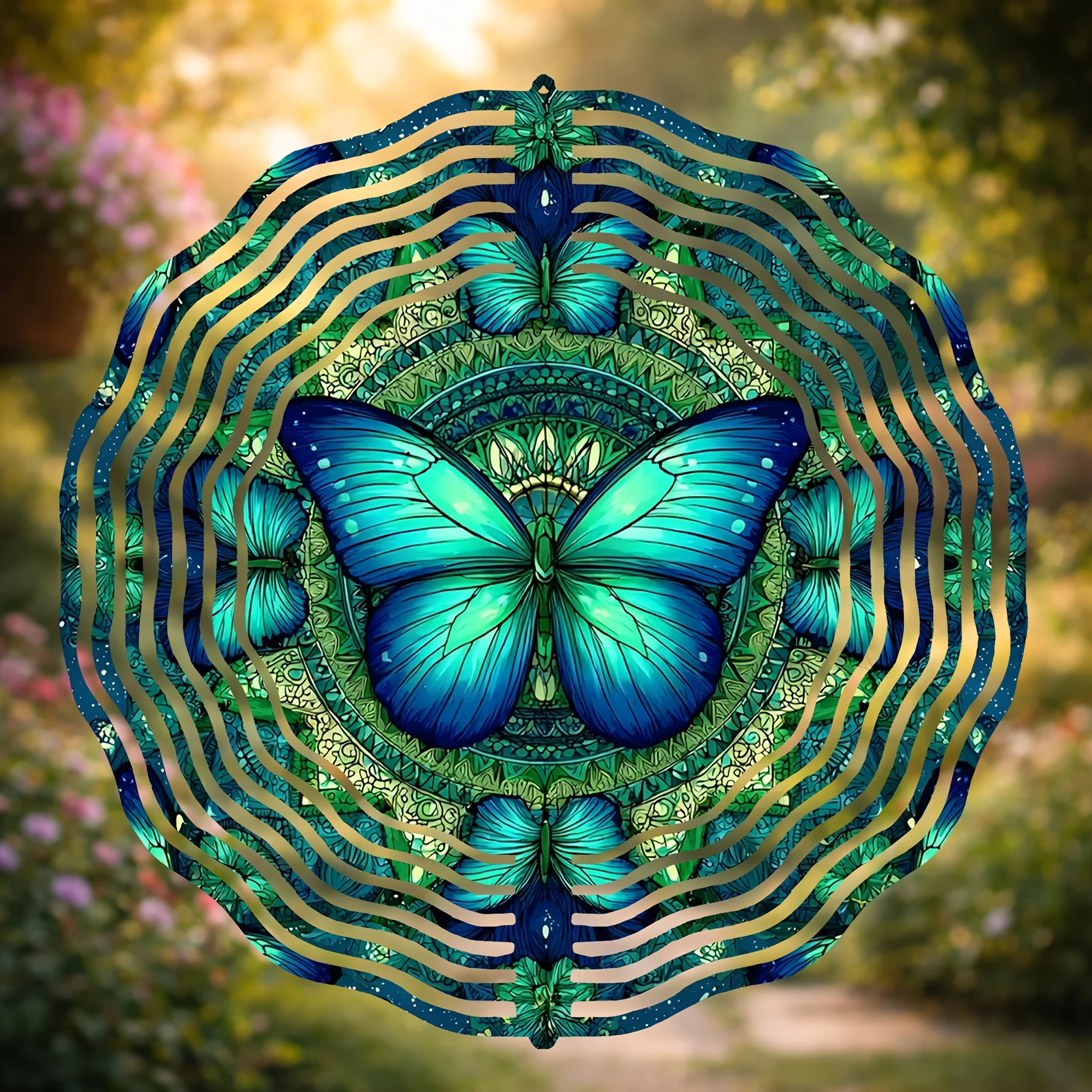 Œuvre d'art extérieure mystique et paisible de style bohème avec motif papillon, cadeau idéal pour les espaces de méditation, les studios de yoga