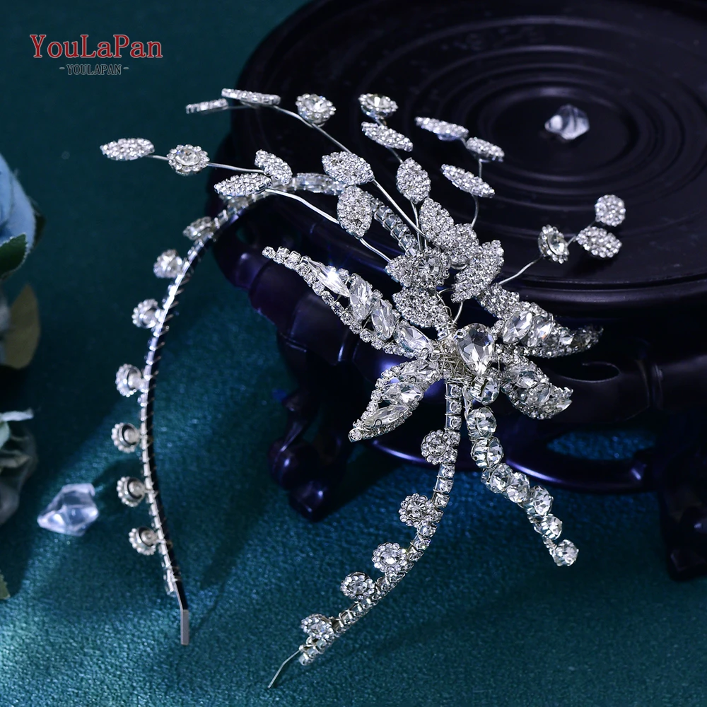 

YouLaPan Luxury Rhinestone Bridal Hair Band Dragonfly Hair Accessory Flower Head Coron For Girl Bride Hair Decoration HP701