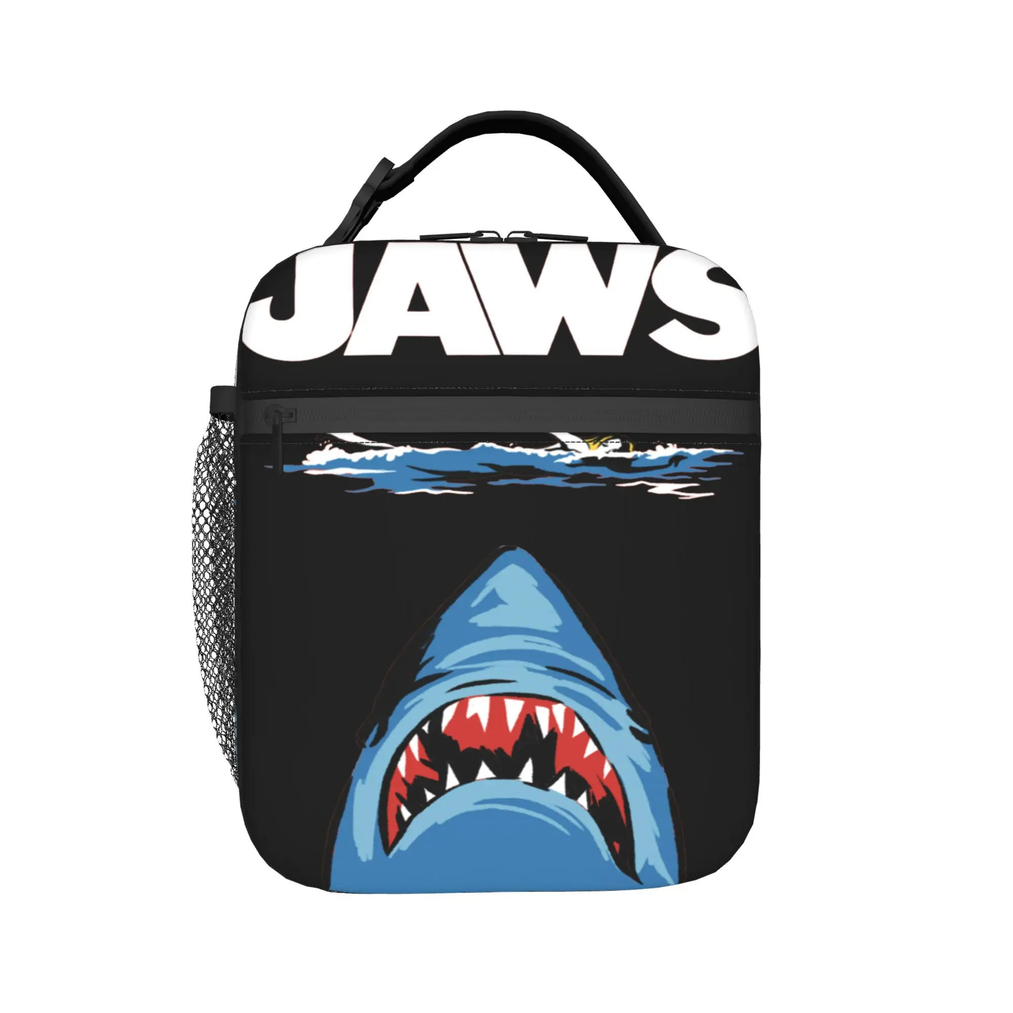Jaws 50th Anniversary Poster Lunch Bag Picnic Portable Zipper Thermal Lunch Bags For Unisex Waterproof Graphic Design Cooler Bag
