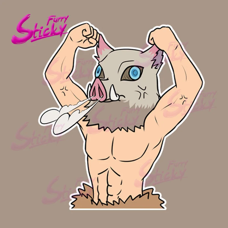Funny Inosuke Hashibira Sticker Demon Slayer Anime Sticker Tanjirou Nezuko Peeking Car Sticker Decal Waterproof