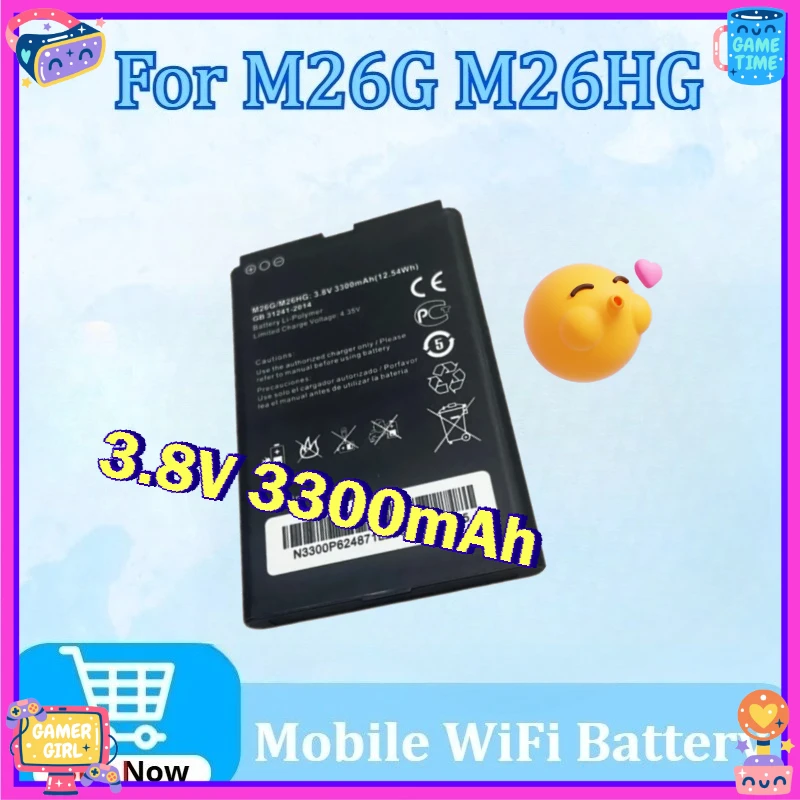 

3.8V 3300mAh M26MG Replacement for M26G M26HG M2 M100-CAT6 M27HG 4G for Router Mobile WiFi Rechargeable Battery