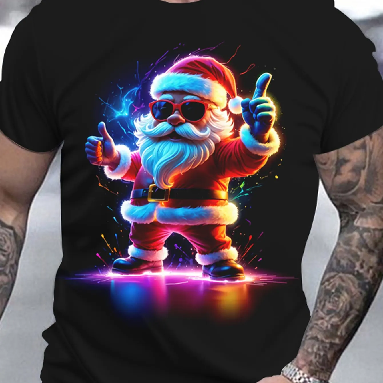 Men's Vitality Santa Claus T-Shirt Christmas Party Clothes 3d Printed T-Shirts Casual Short Sleeve Tops Polyester Oversized Tees