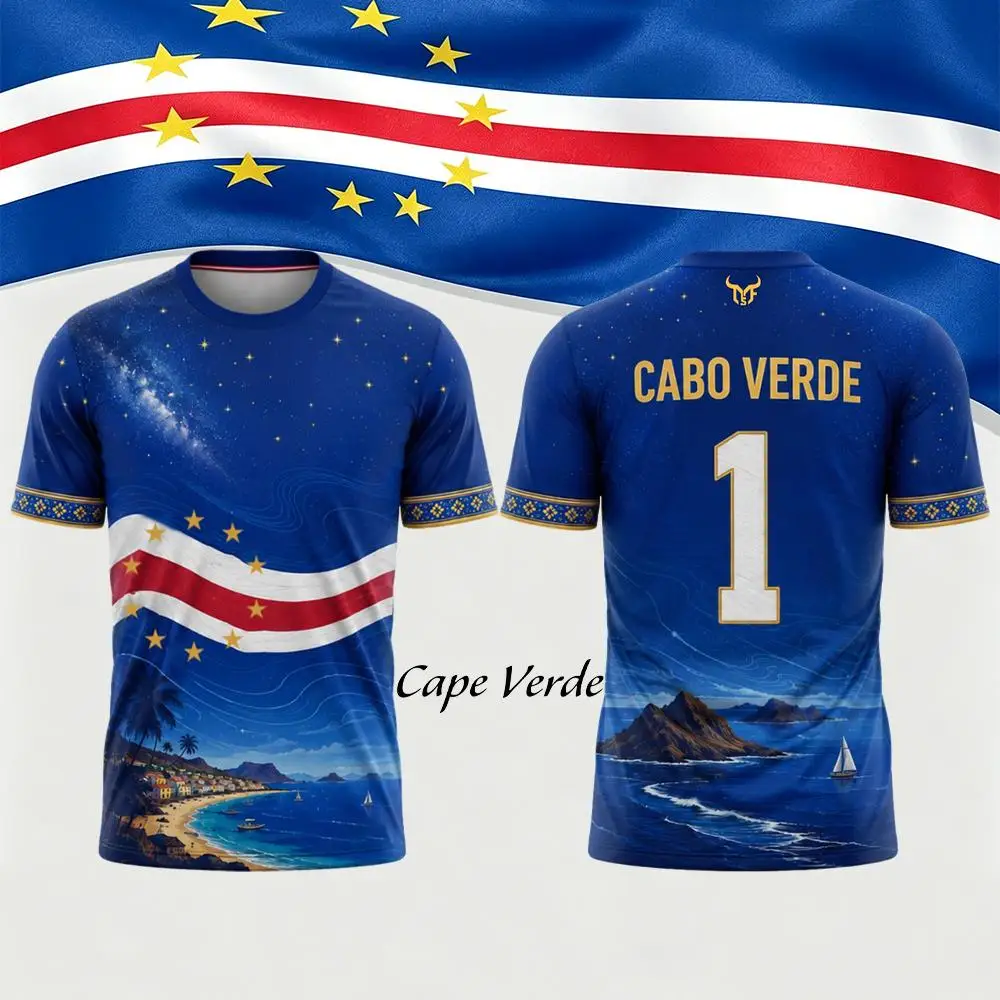 2026 New Cape Verde Flag Landscape Print Jersey Men's Quick-drying And Breathable Sports Soccer T-shirt Unisex Street Casual Top