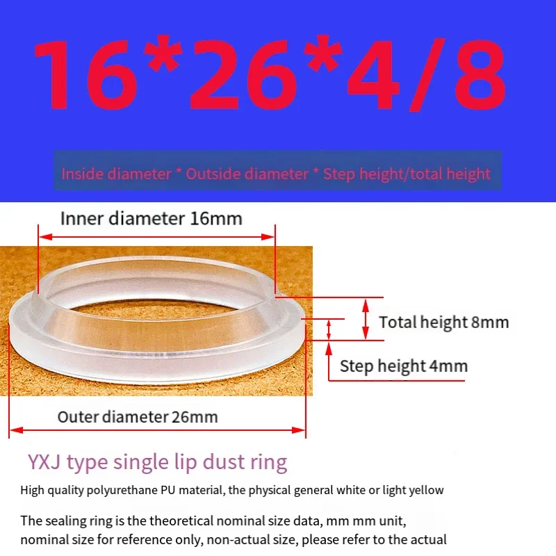 PU Polyurethane YXJ Type Oil Sealing Rings Hydraulic Cylinder Shaft Lip Seals Dust-Proof Ring Gasket 12x22x4x8-230x250x7x14 1Pcs