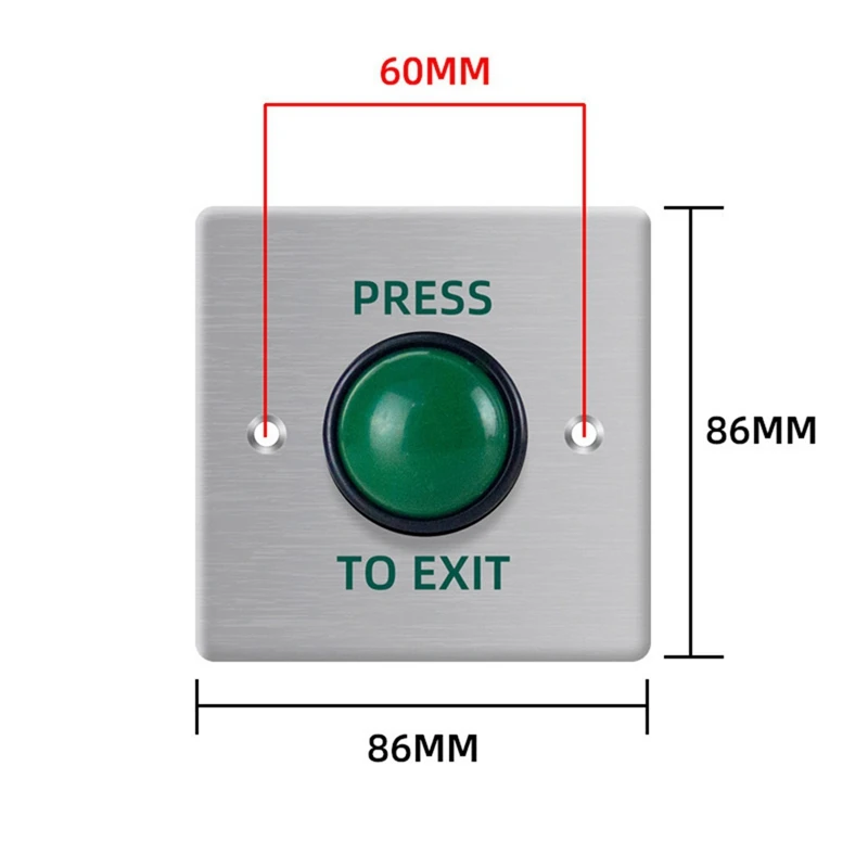 Bouton poussoir de sortie de porte, ouvre-interrupteur de déverrouillage, panneau en acier inoxydable pour système de contrôle d'accès de porte, entrée ouverte