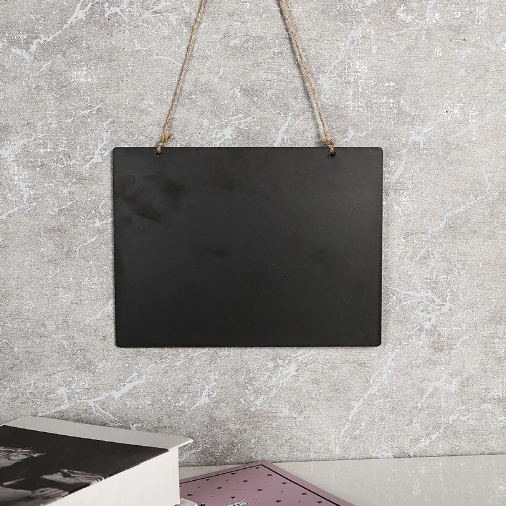 Wooden Hanging Chalkboard Sign Double Sided Using Reusable Writing Wall Blackboard with Rope Hanging Display Plaque Home Decor