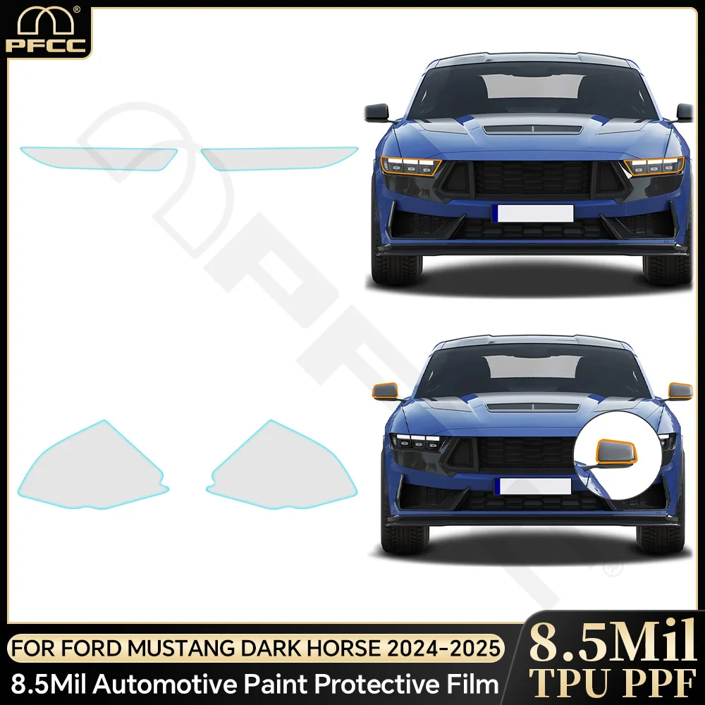 

Headlight Film for Ford Mustang Dark Horse 2024 2025 Car Paint Protection Film Rearview Pre Cut TPU PPF Clear Film Sticker Decor