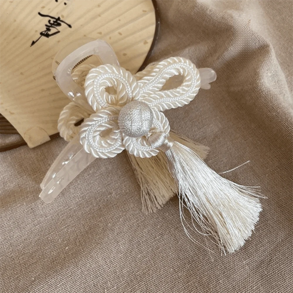 Elegant Cheongsam Style Hair Grasp Tassel Dignified Chinese Hair Claw Braided Updo Traditional Hanfu Hair Accessories Ceremony