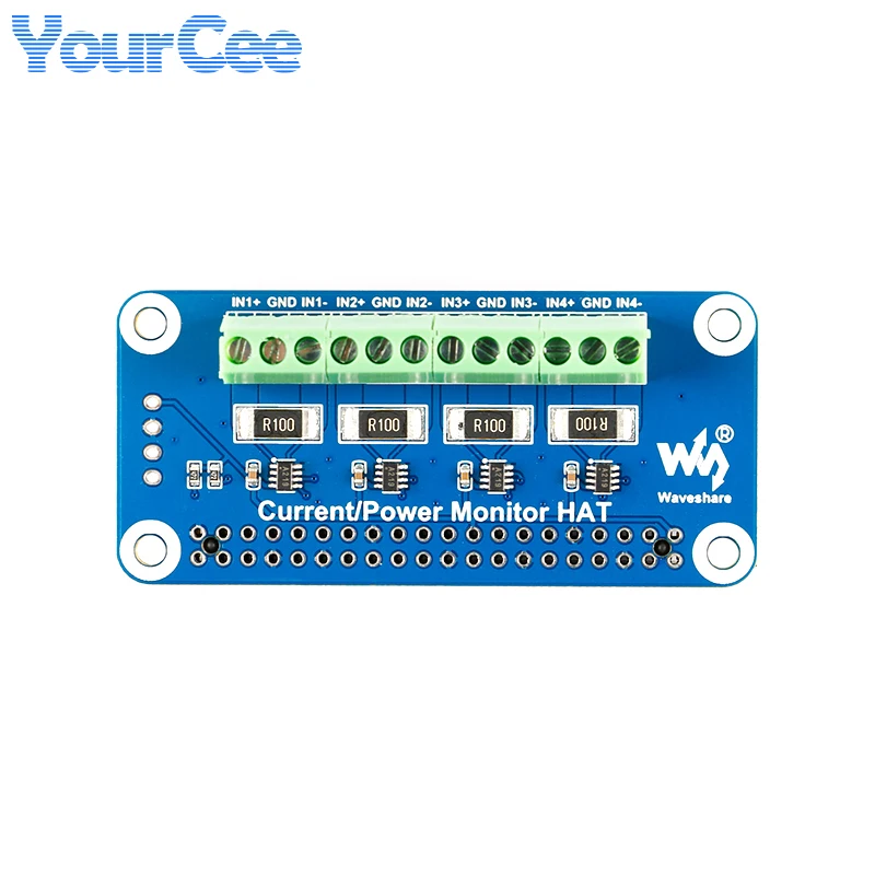4 Channels Power Monitor HAT for Raspberry Pi Current Voltage and Power (Power Consumption) Monitor Built-in ADC I2C Interface