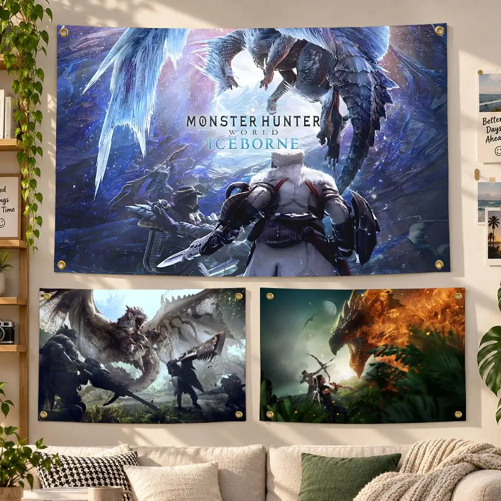 Game Monster Hunter Action Flags Personalized Banner Flag Room Dorm Camping Picnic Garage Bar Outdoor Wall Decor