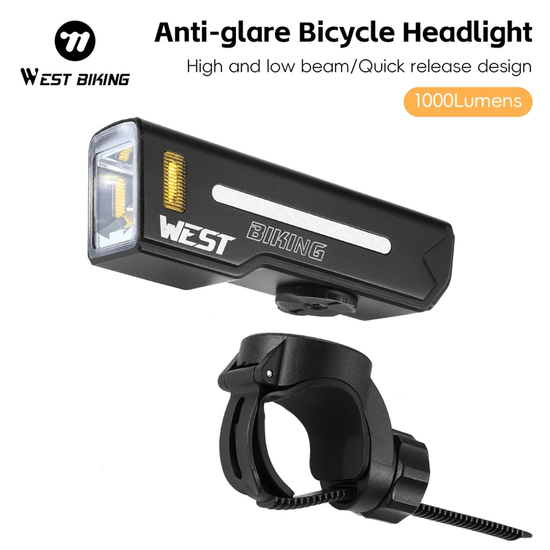 WEST BIKING Bicycle Light 5000mAh Bike Headlight Compact Flashlight Handlebar USB Charging Waterproof MTB Road Cycling Highlight