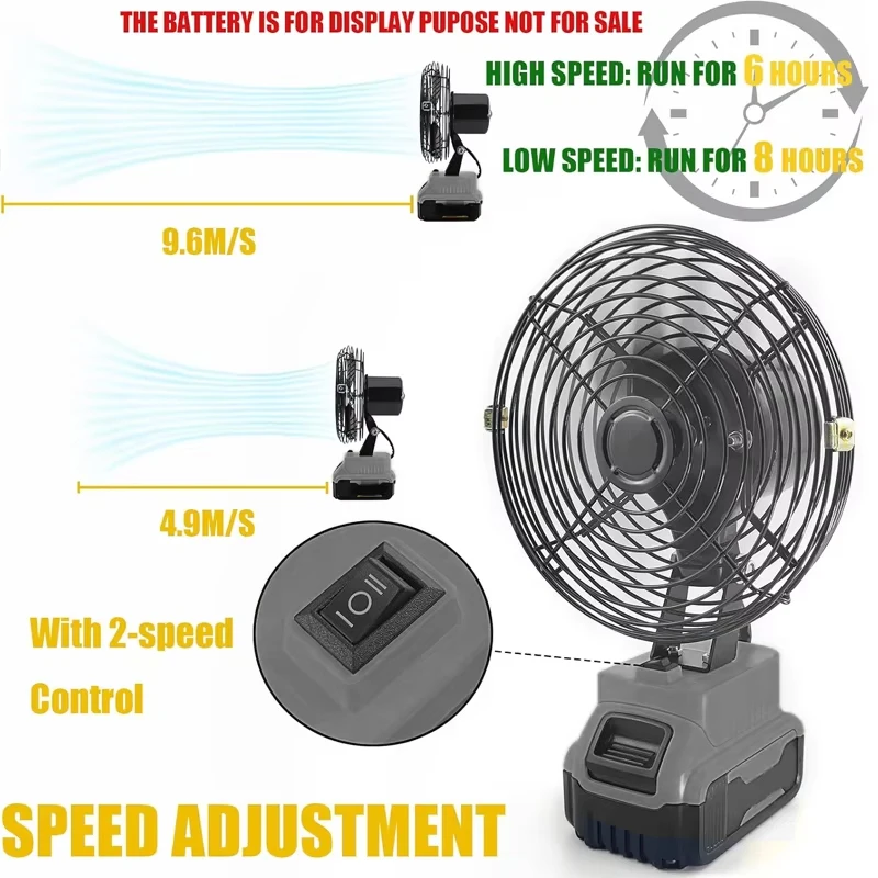 Camping Fan Replacement For Dewalt/Milwaukee/Makita 18-20V Battery Portable Cordless Handy tool for outside household inside