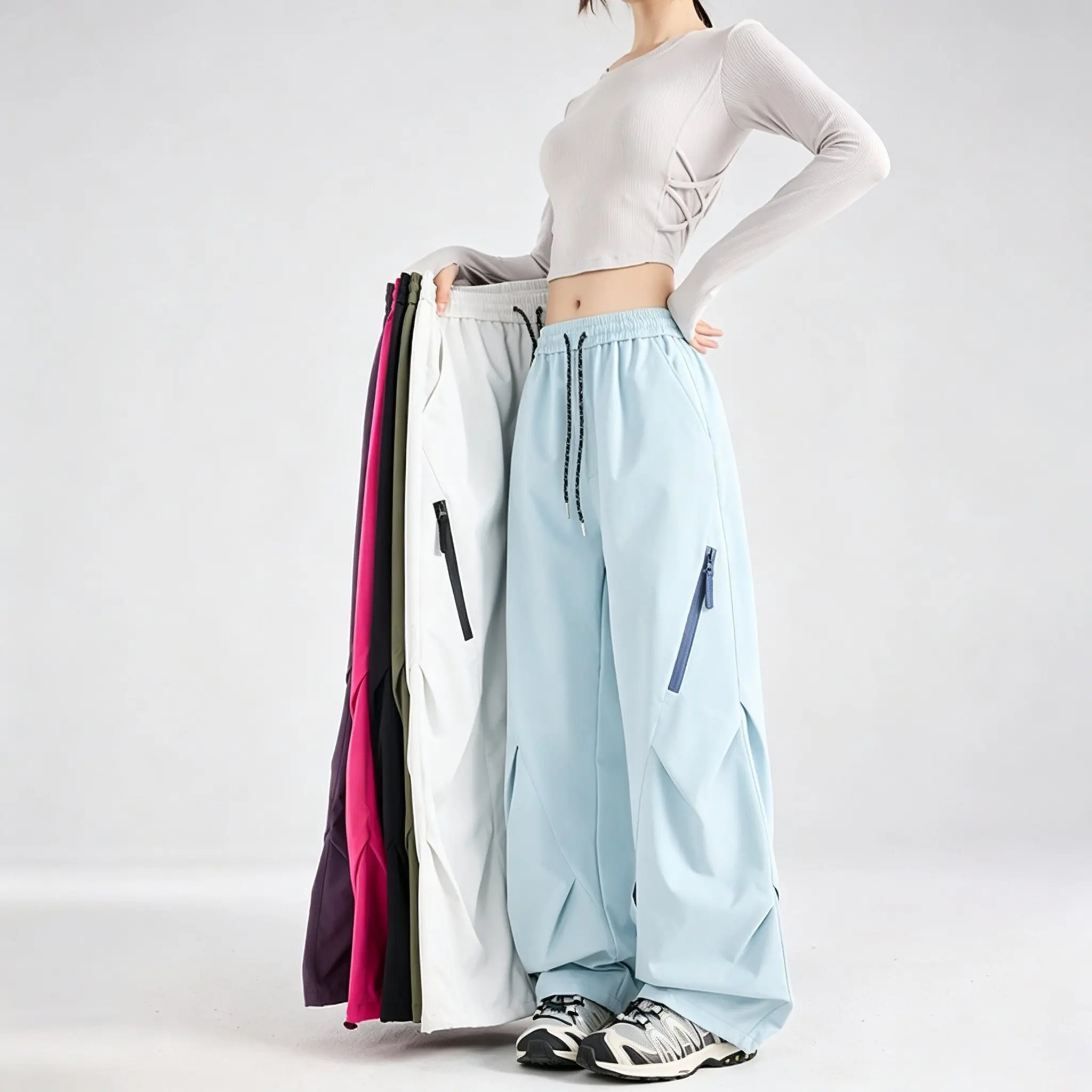 Unisex Couple Outdoor Commuting Functional Pants Water Repellent Cool Dry Breathable Skin-Friendly Loose Casual Trousers