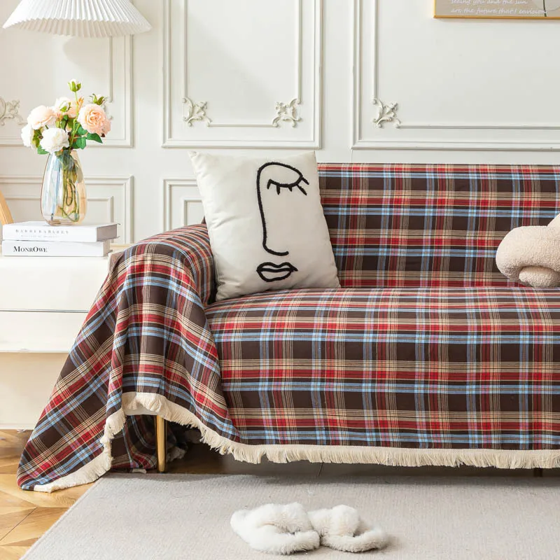 

Christmas Sofa Covers with Tassel Washable Sofa Slipcover Couch Cover for Living Room Pet Bed Chair Soft Throw Blanket