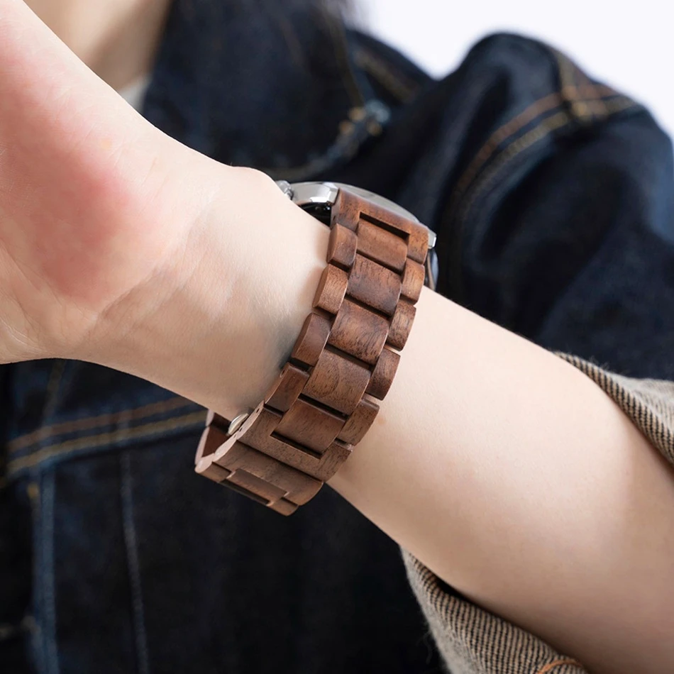 20/22mm Strap For Samsung Galaxy Watch Ultra 2/1 47mm 9 8 Classic 7/6/5/4 40/44/46mm Garmin Sandalwood Walnut Wooden Watch Band