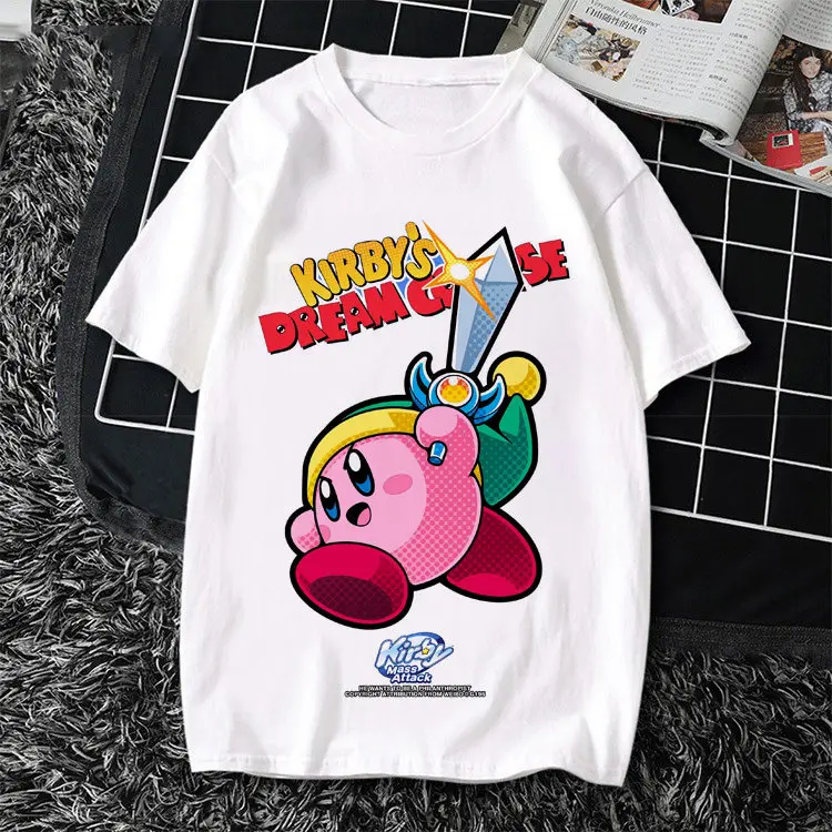 Cartoon Kirby Short-sleeved T-shirt for Men 2026 Summer Anime-style Pure Cotton T-shirt Japanese Style Fashion Apparel