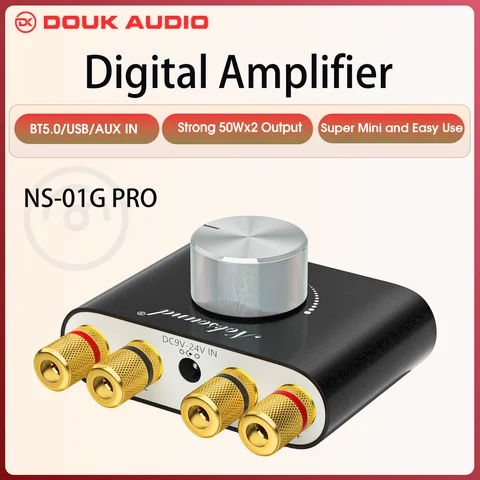 Douk áudio hifi bluetooth 5.0 amplificador de potência mini tpa3116 digital classe d mesa amplificador de áudio estéreo para casa carro 50w + 50w
