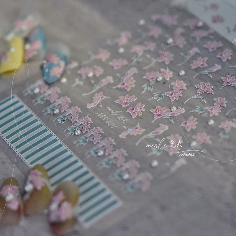 [Meow.Sensei] Bright Crystal nail Stickers Mofoe Cooperation Japanese Style Sticker Wholesale Shell Light Lotus Ms401