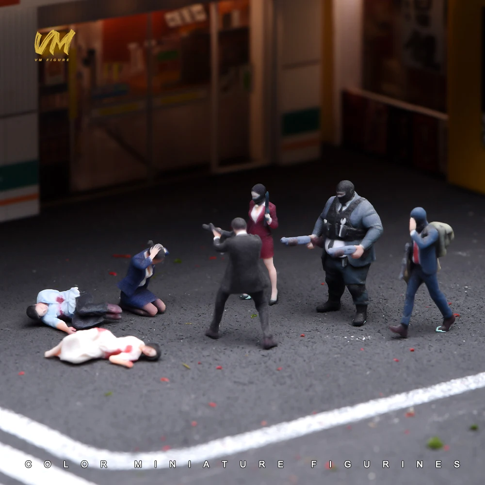 

Miniature Figure 1/64 1/43 1/24 1/18 Scale Bandit Hostage Gunfight Scene Female Male 3D Print Doll Model Props Creative Matching